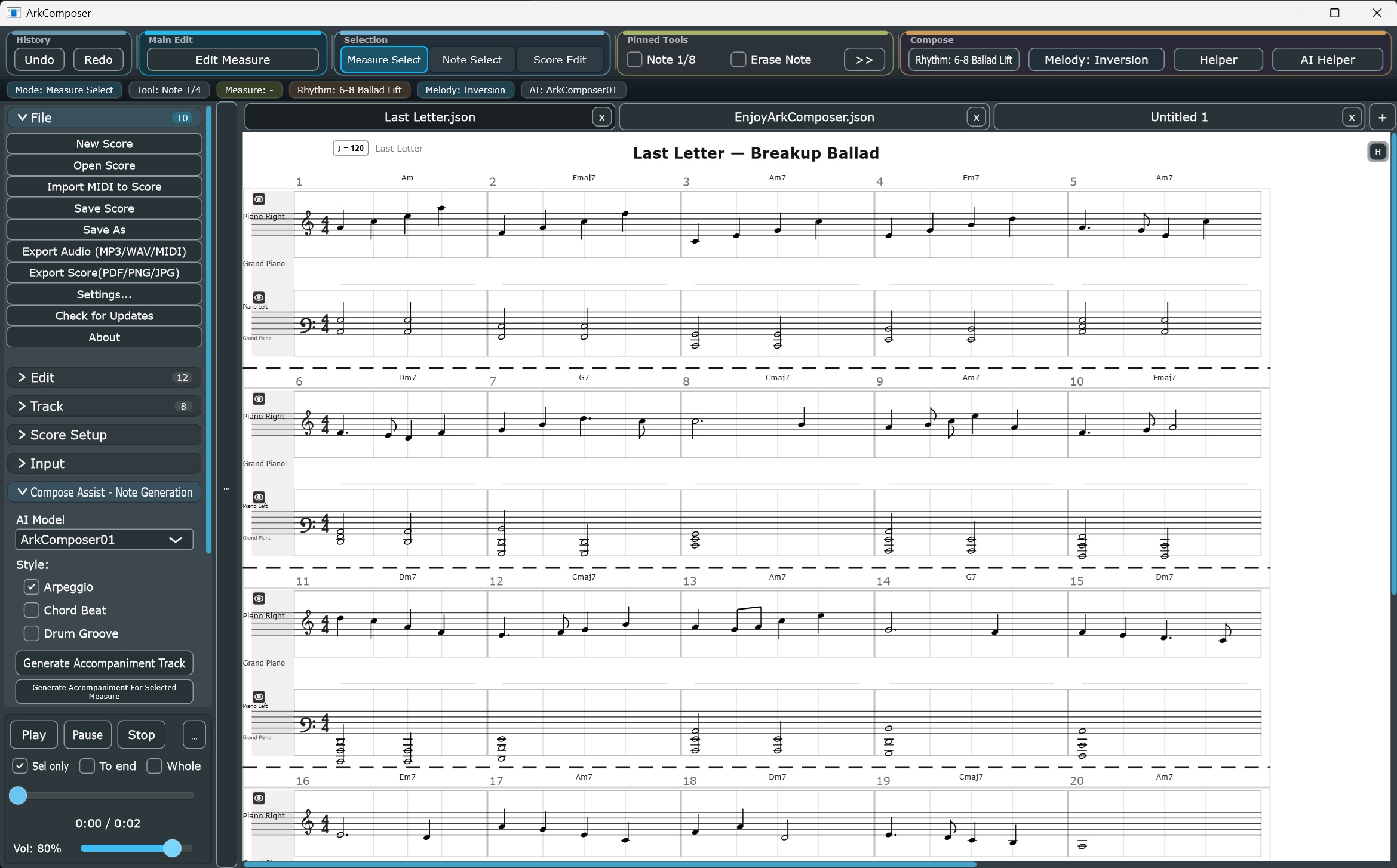 ArkComposer final score after editing